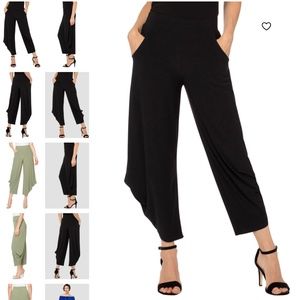 JOSEPH RIBKOFF Pants Style 191098 Gaucho Black Stretch Pockets Baggy Sz 14